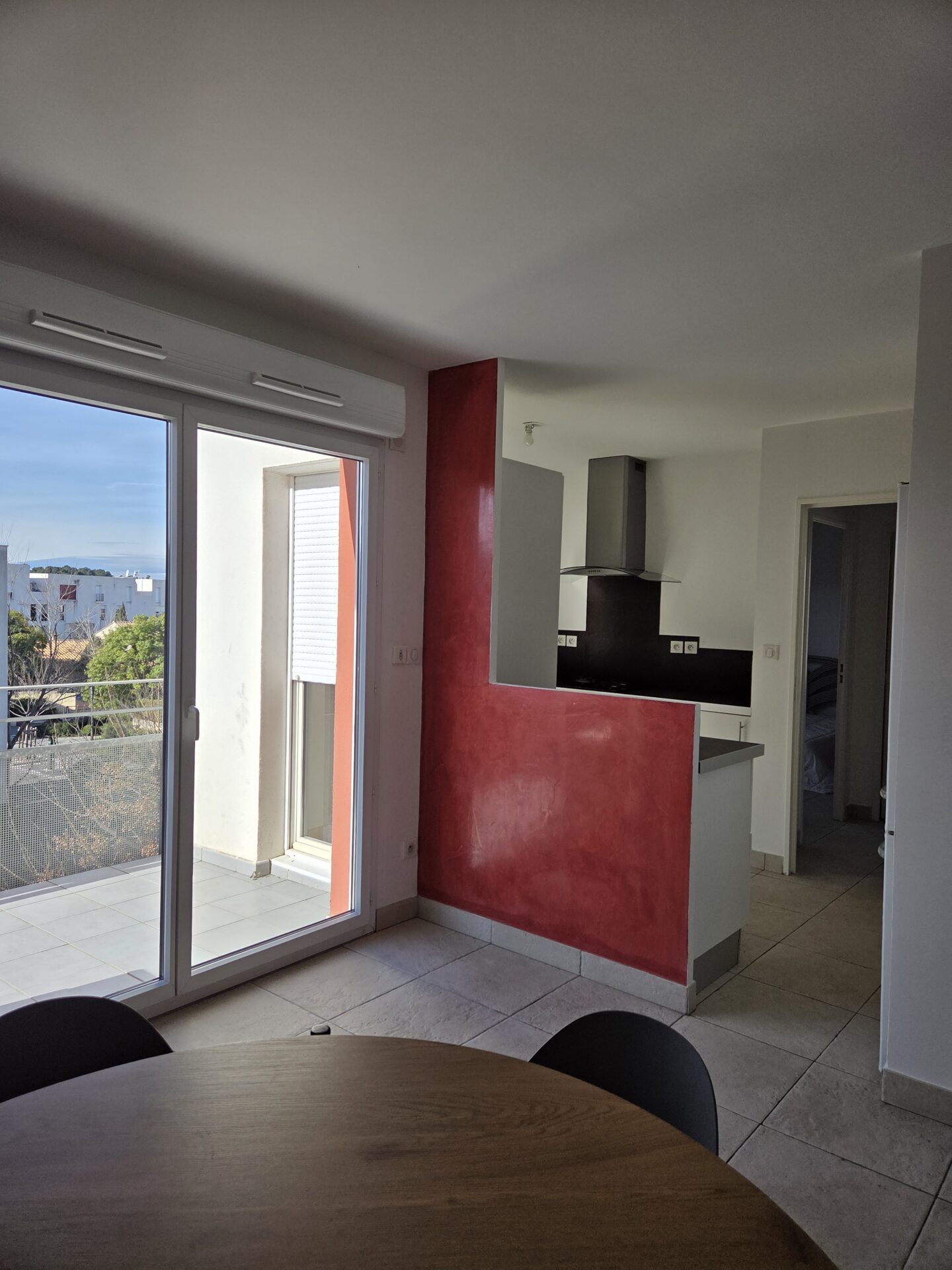piece principale avec vue terrasse et cuisine